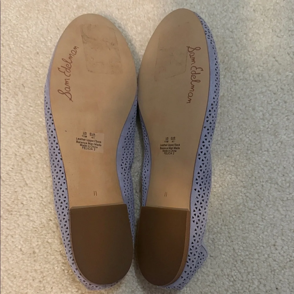 Sam Edelman Lavender Perforated Ballet Flats with Bow